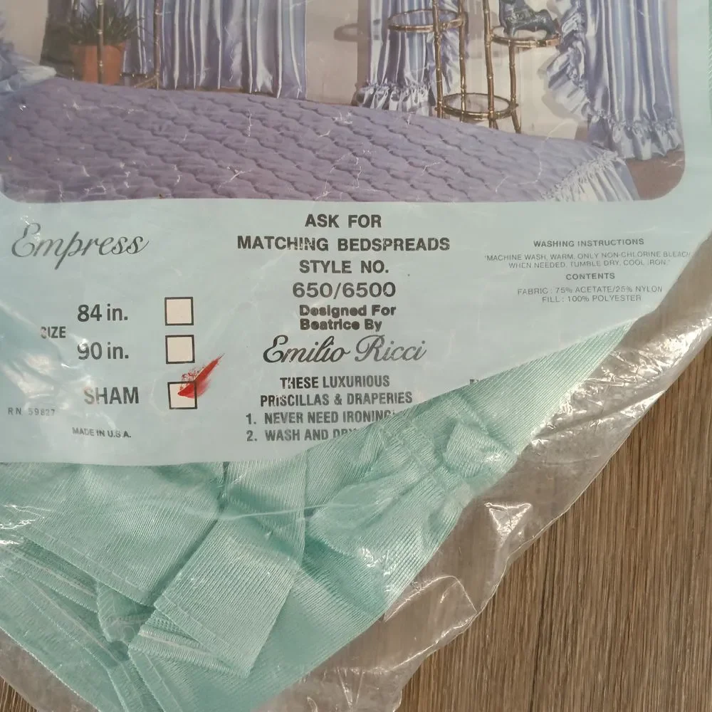 Vintage Emilio Ricci Pastel Green‎ Twin Bedspread Quilt & 2 Sham Set Made in USA
